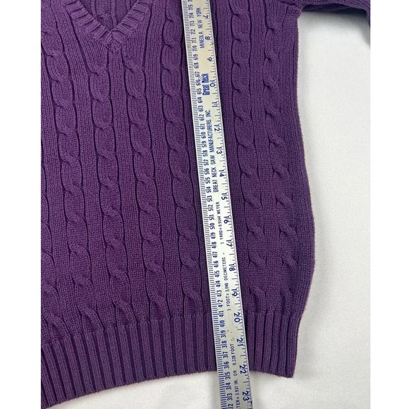 Vintage 90s Ralph Lauren Sport Cable Knit Sweater Women's Medium Classic Preppy - Picture 6 of 7